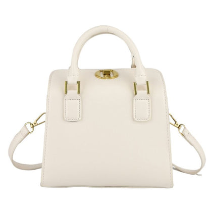 Women Fashion Solid Color Square PU Handle Shoulder Bag