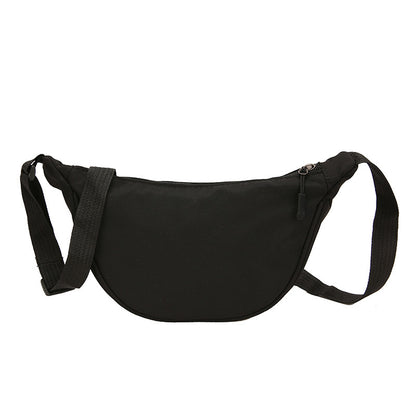 Sac à bandoulière simple et tendance pour femme, couleur unie, fermeture éclair, forme boulette 