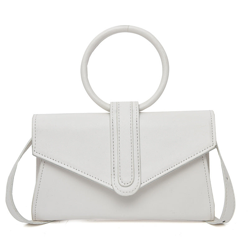 Sac à bandoulière en PU solide avec poignée en anneau couleur bonbon pour femme 