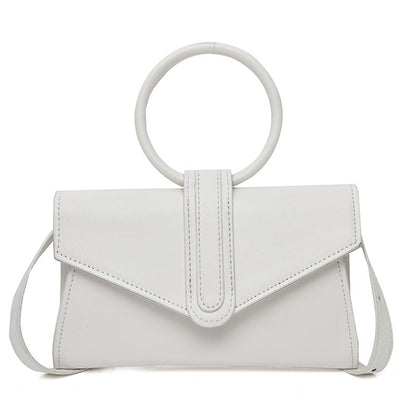 Sac à bandoulière en PU solide avec poignée en anneau couleur bonbon pour femme 