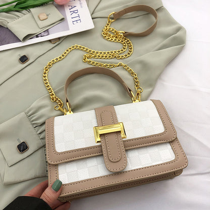 Sac à bandoulière en PU à motif écossais pour femme 