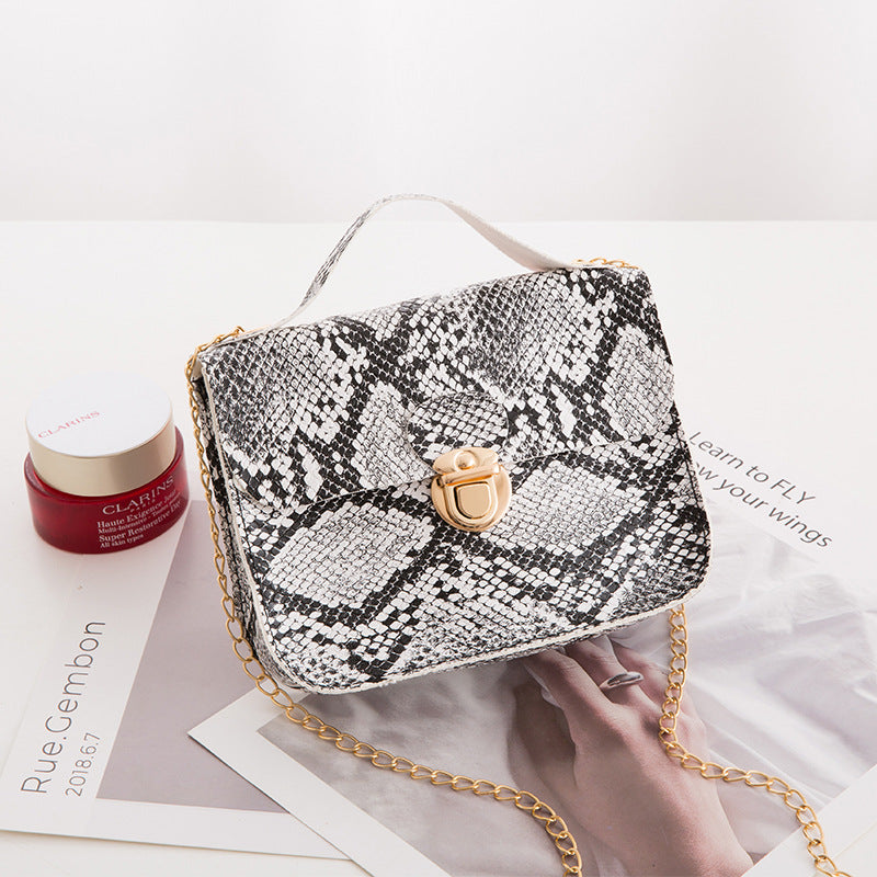 Women Fashion Snake Pattern Vintage Messenger Mini Bag