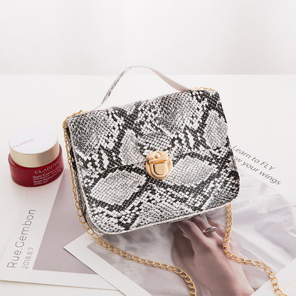Women Fashion Snake Pattern Vintage Messenger Mini Bag