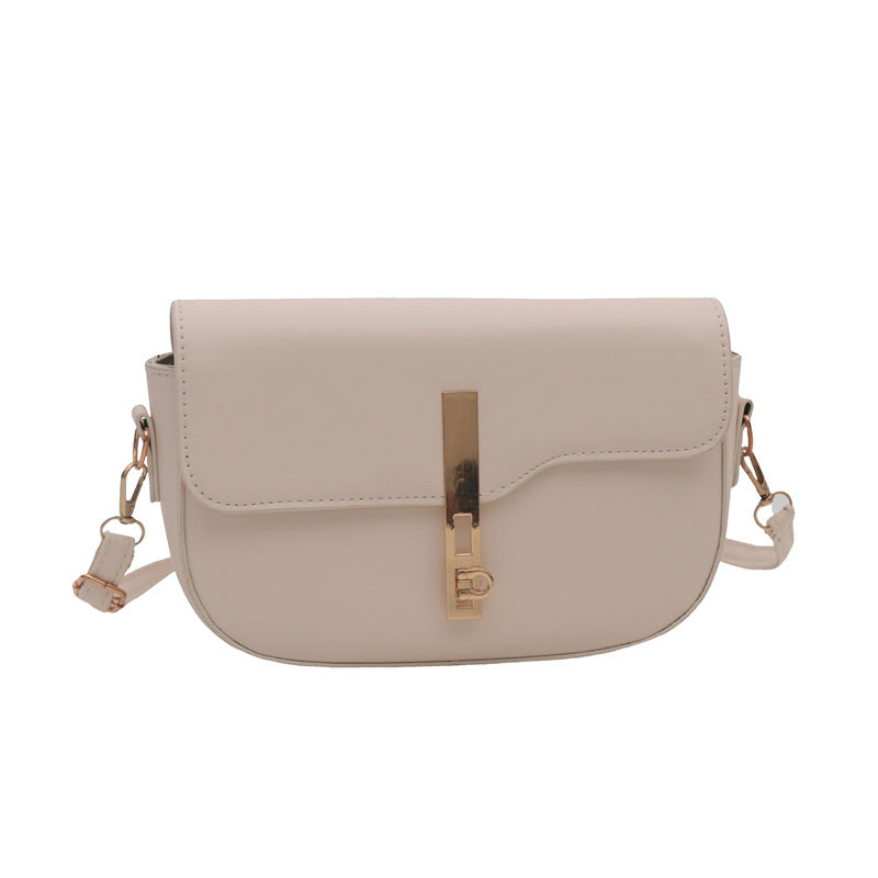 Simple Solid Color Clap Lock Shoulder Bag