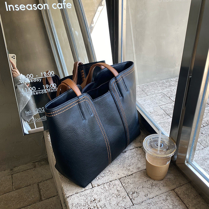 Women Vintage Casual Large Capacity PU Shoulder Bag