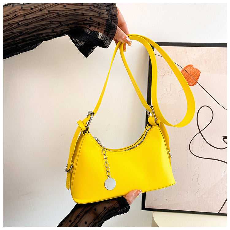 Women Fashion Candy Color Zipper Shoulder Bag