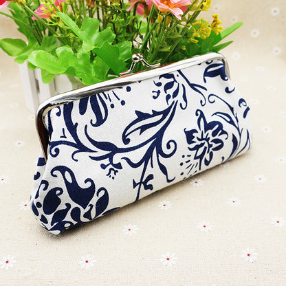 Women Fashion Fabric Ethnic Style Simple Buckle Long Coin Purse