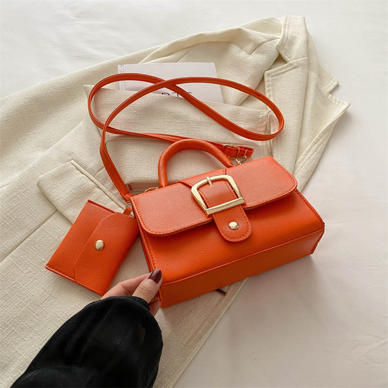 Fashion Solid Color Flip Square Shoulder Bag