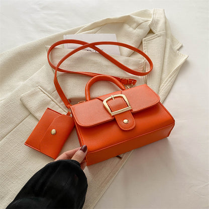 Fashion Solid Color Flip Square Shoulder Bag