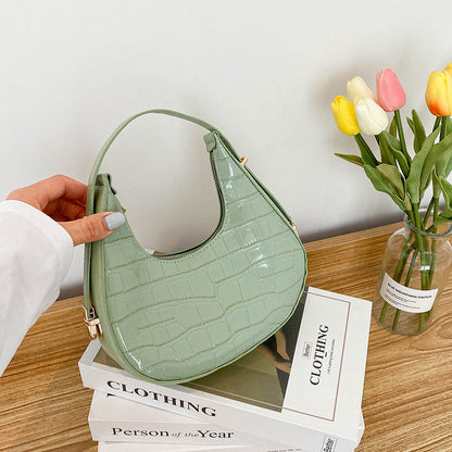 Casual Solid Color Stone Pattern Underarm Bag