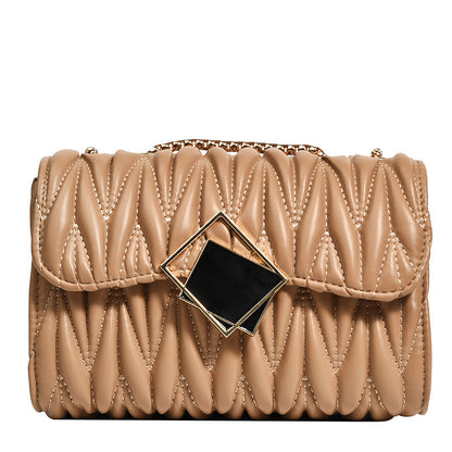 Fashion Solid Color Pleated Creasing Shoulder Bag