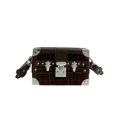Sac messager à bandoulière en forme de boîte à carreaux pour femme 