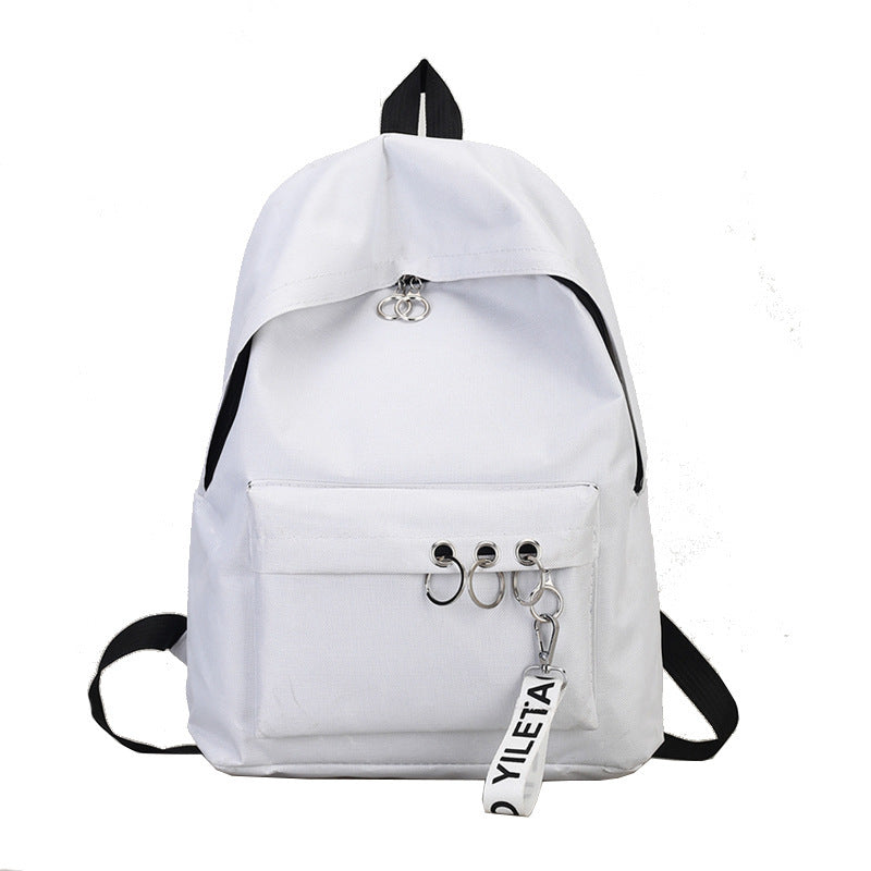 Women Casual Zipper Design Solid Color Letter Pattern Canvas Backpack