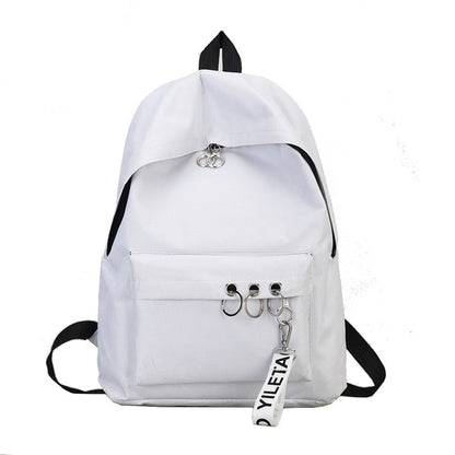 Women Casual Zipper Design Solid Color Letter Pattern Canvas Backpack