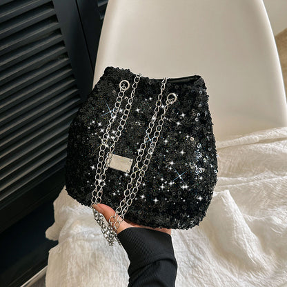 Fashion Sequin Bucket Bag Chain Shoulder Bag