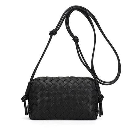 Women Fashion Solid Color Woven Diamond Square Crossbody Bag
