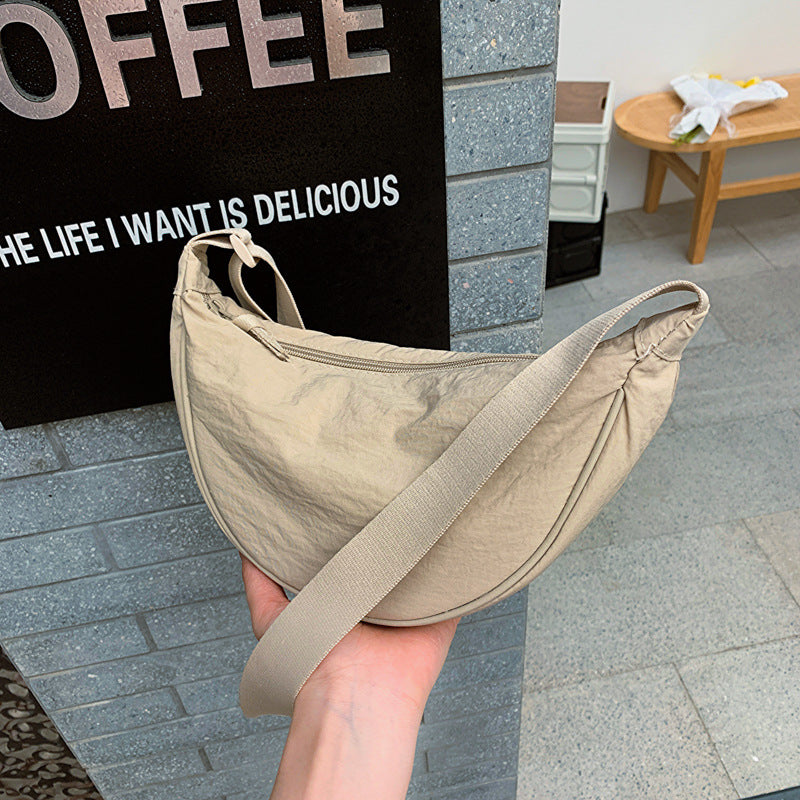 Simple Casual Solid Color Nylon Crossbody Bag