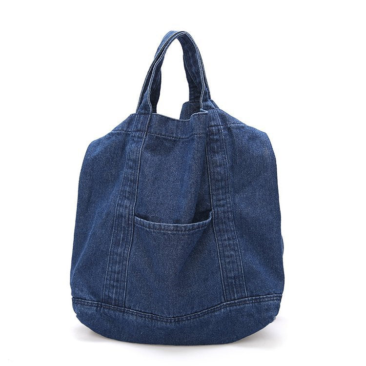 Sac à bandoulière en denim pour femme, design décontracté, grande capacité, sac de courses 