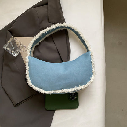 Sac à bandoulière en toile et peluche tendance et créatif 