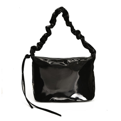 Sac à bandoulière plissé simple et tendance pour femme, grande capacité, couleur unie 