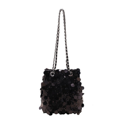 Sac seau à bandoulière à paillettes pour femme 