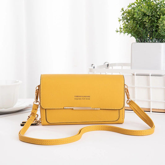 Women Vintage Clamshell Design Letter Pattern Solid Color Purse Crossbody Bag