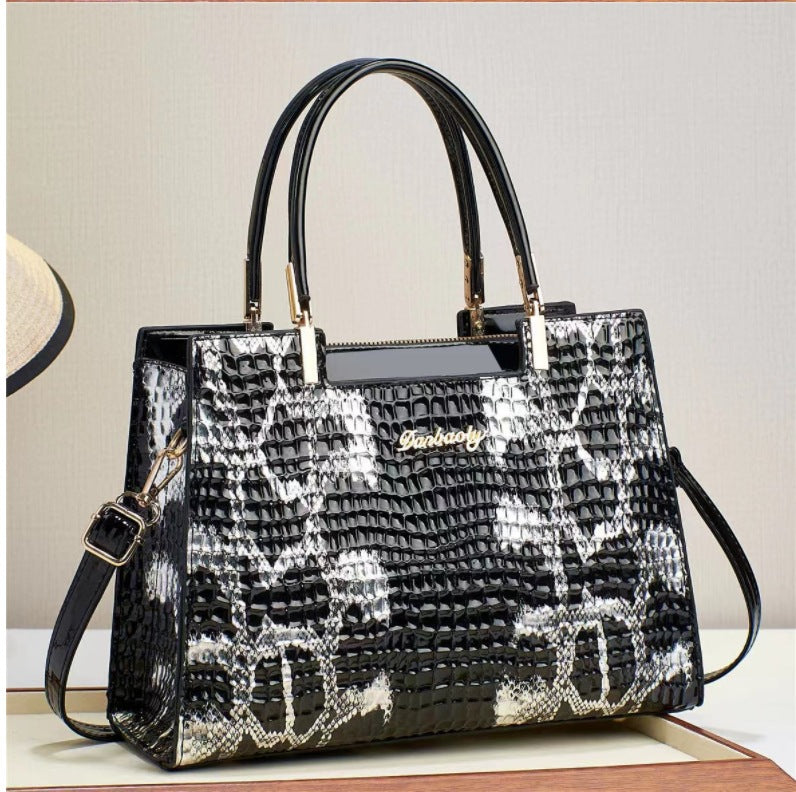 Sac à main élégant et tendance à imprimé crocodile de grande capacité 