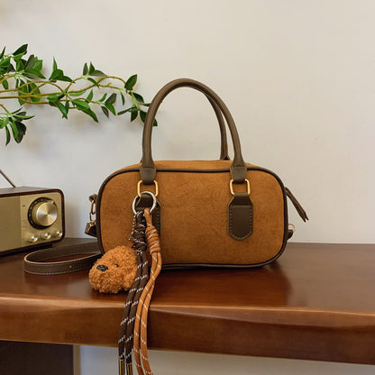 Women Fashion Casual Oval Suede Ornament Handbag