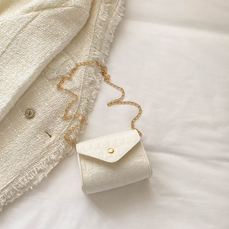 Women Fashion Simple Felt Mini Square Flap Chain Crossbody Bag