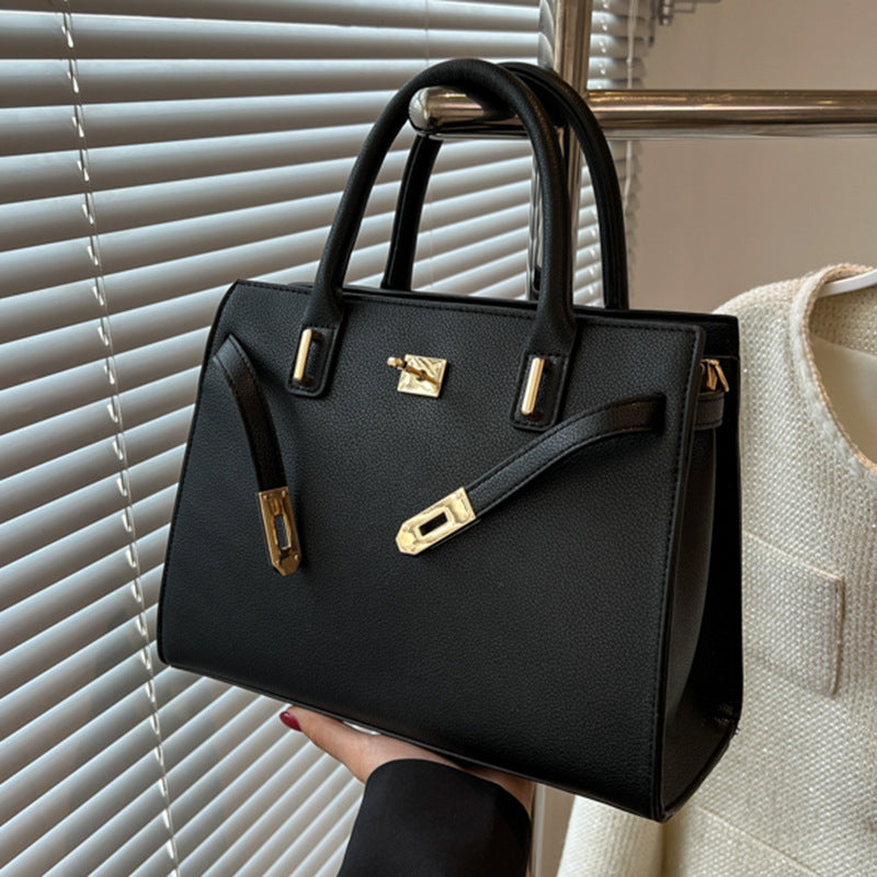 Women Fashionable Large Capacity Square PU Handle Shoulder Bag