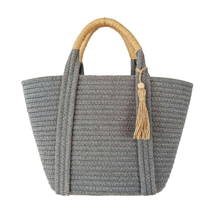 Holiday Beach Simple Fashion Cotton Rope Woven Straw Handbag