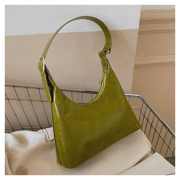 Women Fashion Simple Solid Color Baguette Shoulder Bag