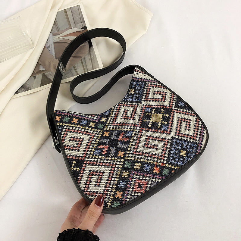 Women Fashion Casual Large Capacity Geometric Printed Shoulder Bag