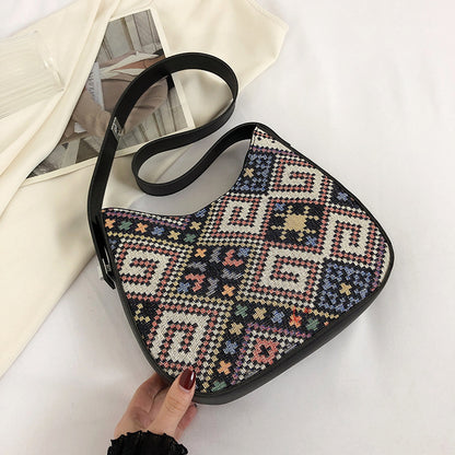 Women Fashion Casual Large Capacity Geometric Printed Shoulder Bag