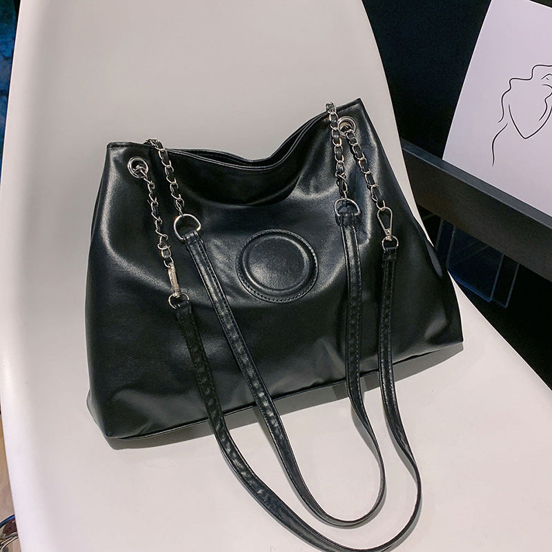 Women Casual Vintage Simple Large Capacity PU Tote Bag