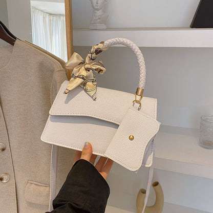 Sac à bandoulière carré à rabat, simple et décontracté, couleur unie 