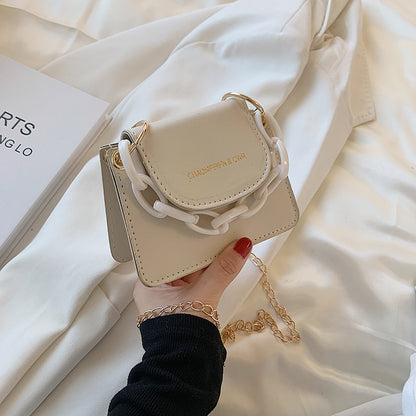Sac à bandoulière à rabat et chaîne pour femme, décontracté, couleur unie, à la mode, été 