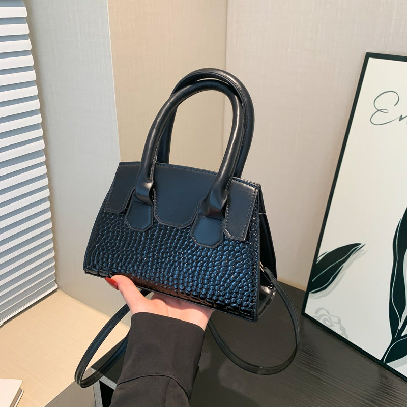 Sac à bandoulière tendance à motif pierre de couleur unie 