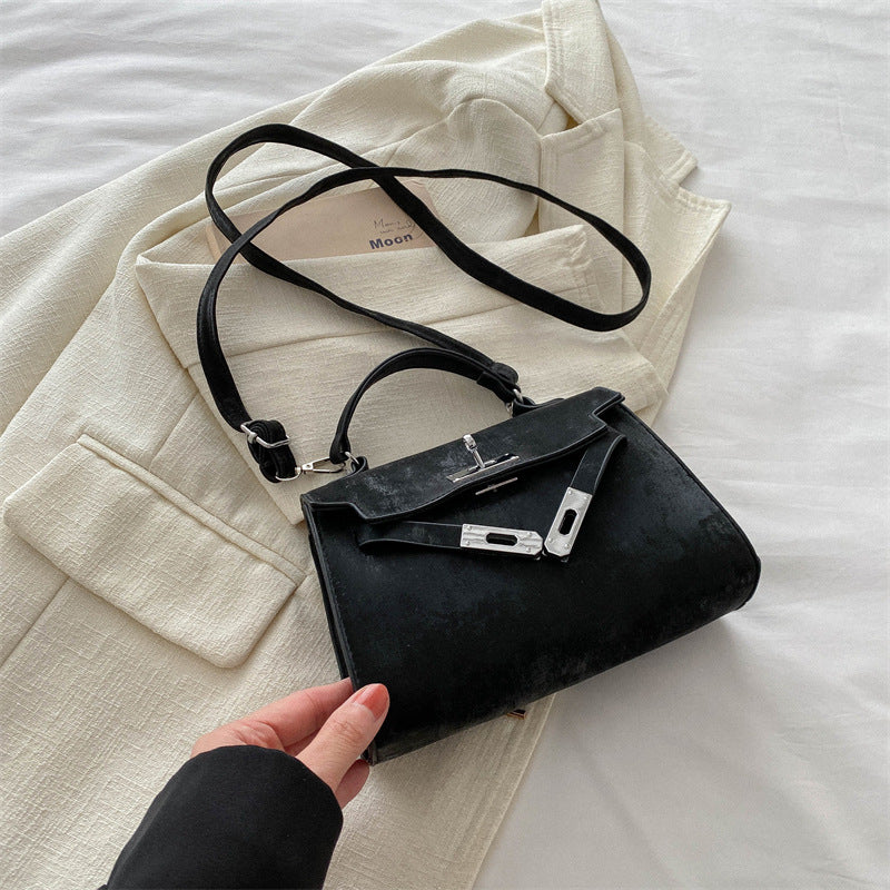 Sac à bandoulière carré en PU pour femme, simple et tendance, avec rabat et fermeture éclair 