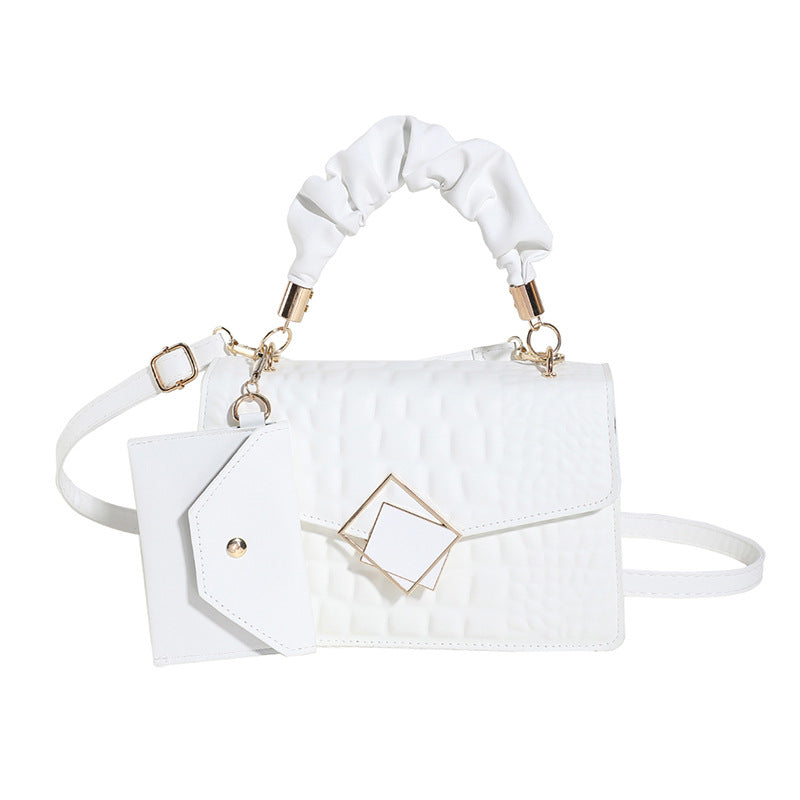 Fashion Solid Color Crocodile Embossed Shoulder Bag