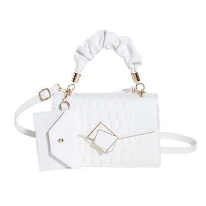 Fashion Solid Color Crocodile Embossed Shoulder Bag