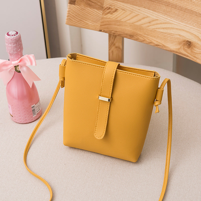 Women Fashionable Simple Solid Color Square Zipper Mini Single Shoulder Crossbody Bucket Bag