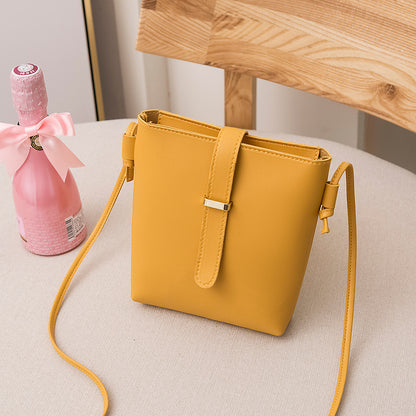 Women Fashionable Simple Solid Color Square Zipper Mini Single Shoulder Crossbody Bucket Bag