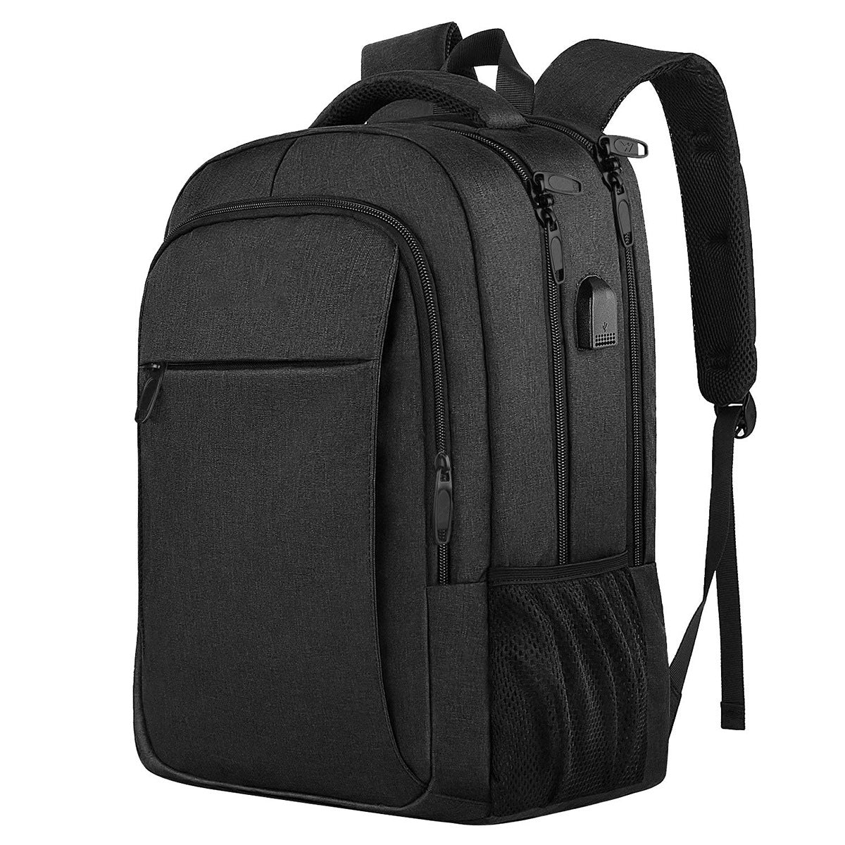Sac à dos USB simple et de grande capacité, couleur unie 