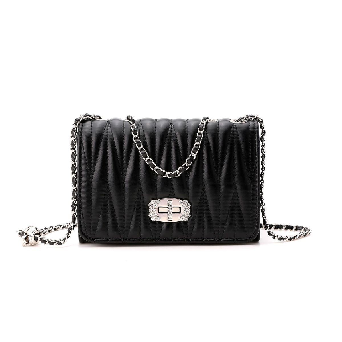 Women Fashion Casual Solid Color Chain Small Square Shoulder Bag