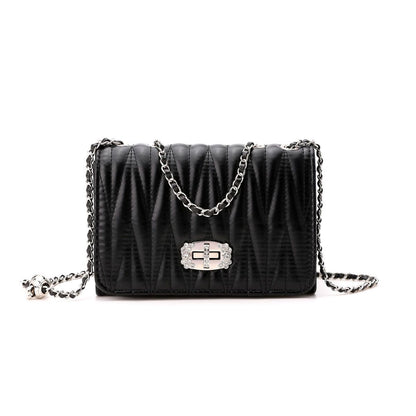 Women Fashion Casual Solid Color Chain Small Square Shoulder Bag