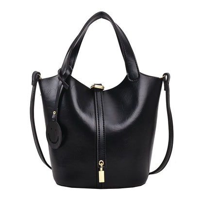 Women Simple And Fashionable Large Capacity PU Crossbody Bucket Bag