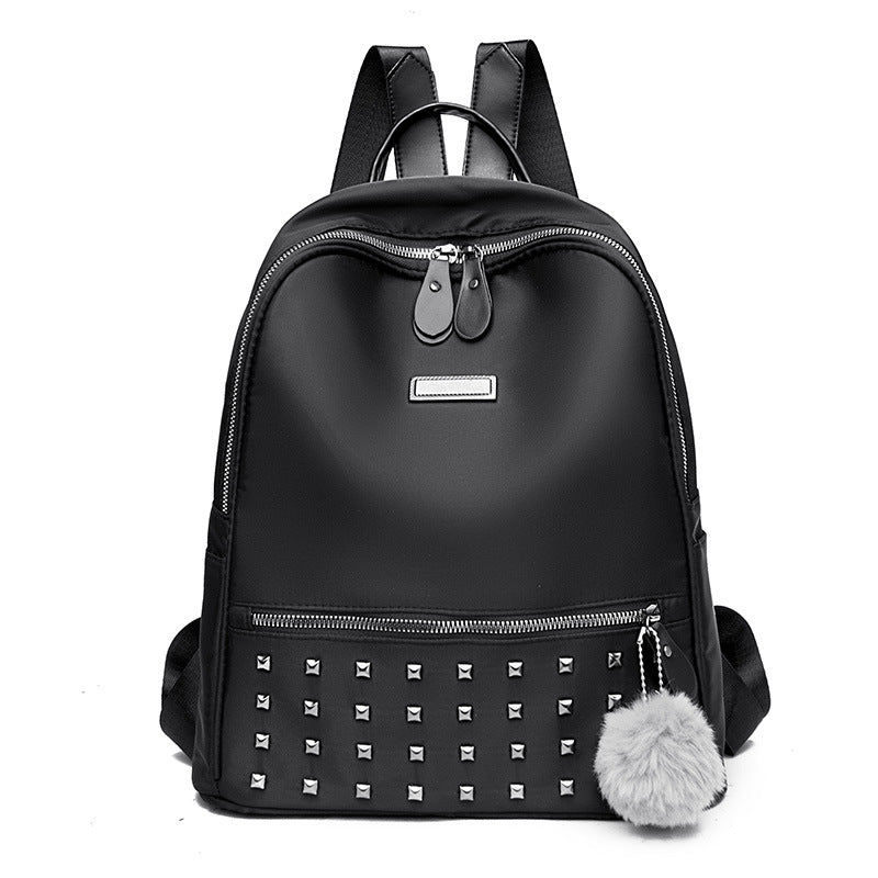 Women Fashion Rivet Soft Wax Leather Backpack