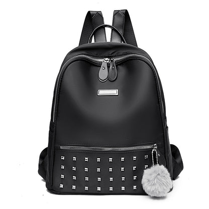 Women Fashion Rivet Soft Wax Leather Backpack
