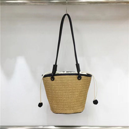 Sac à bandoulière tissé à cordon pour femme, mode été, vacances, plage 